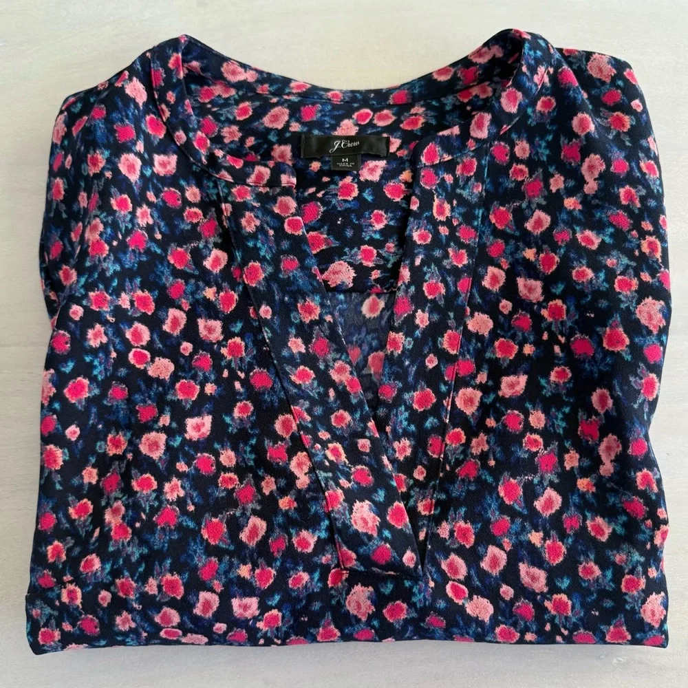 J. Crew Women's Floral Blouse - Pink and Blue